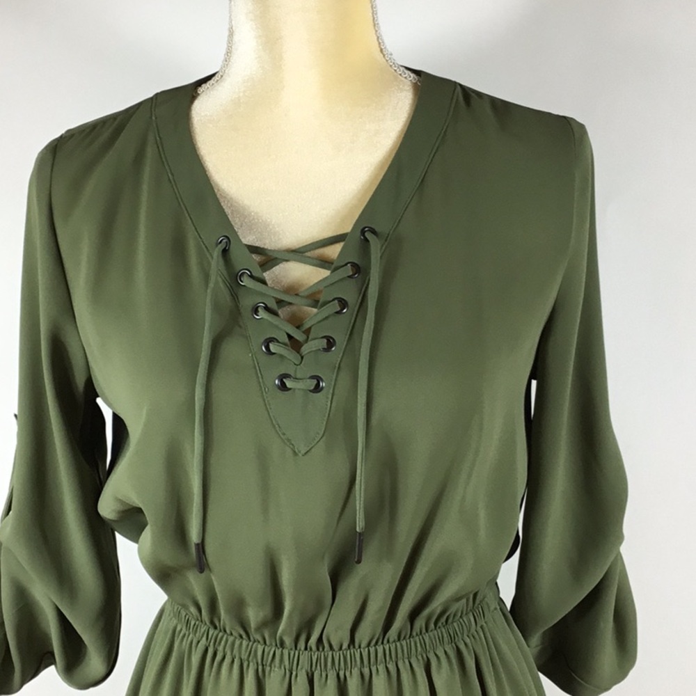 OLIVE GREEN MINI DRESS - Picture 2 of 5